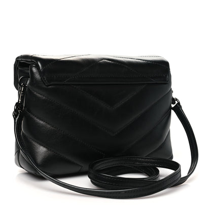 Saint Laurent Calfskin Y Quilted Monogram Monochrome Toy Loulou Crossbody Bag Black 3 of 11