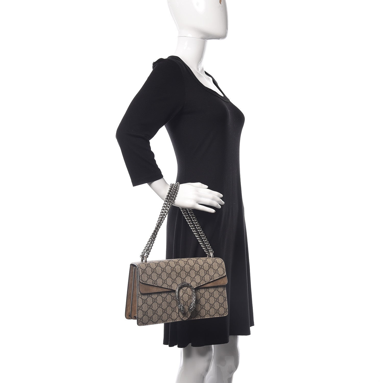 Gucci GG Supreme Monogram Small Dionysus Shoulder Bag Taupe 2 of 10