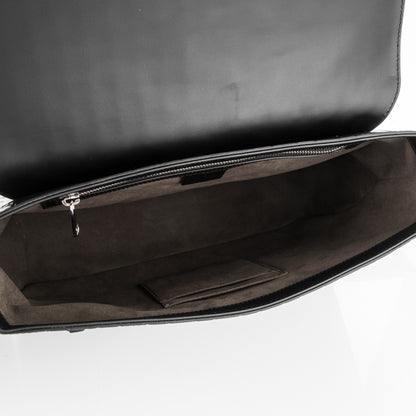 Gucci Guccissima Signature Medium Double Buckle Flap Messenger Bag Black 5 of 7