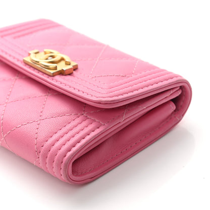 Chanel Lambskin Quilted Boy Card Holder Wallet Pink 10 of 15