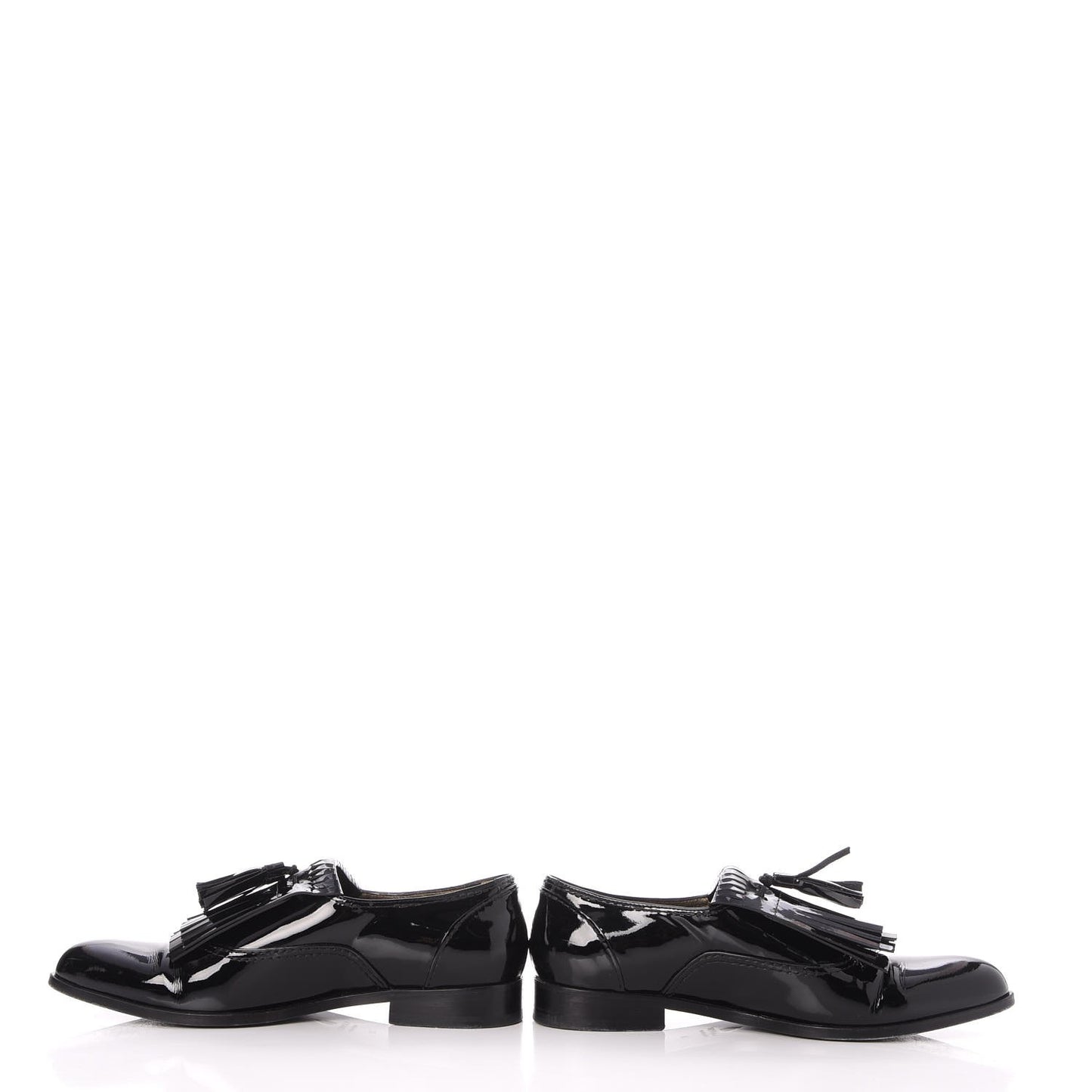 Patent Mila Tassel Fringe Loafers 39 Black