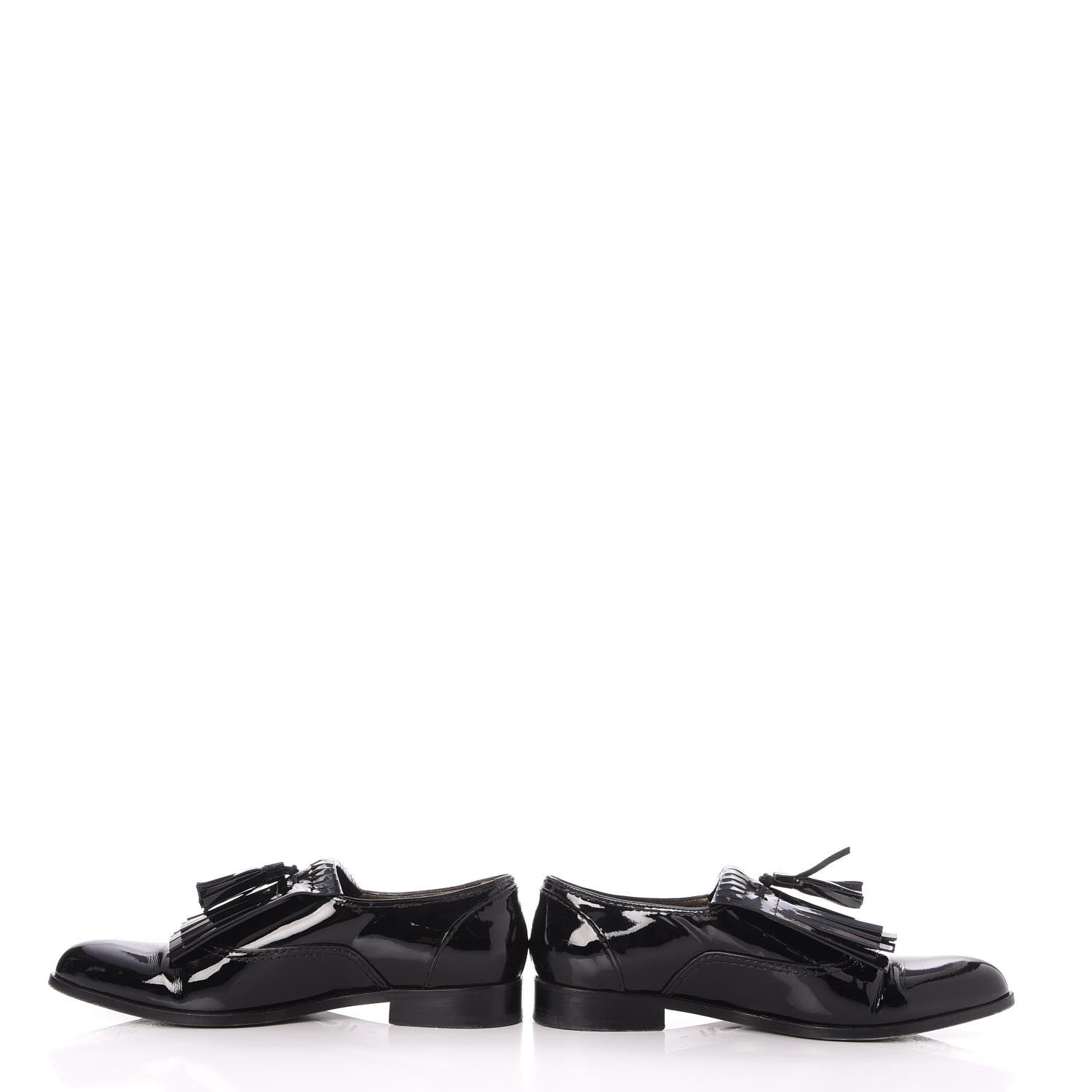 Lanvin Patent Mila Tassel Fringe Loafers 39 Black 6 of 13