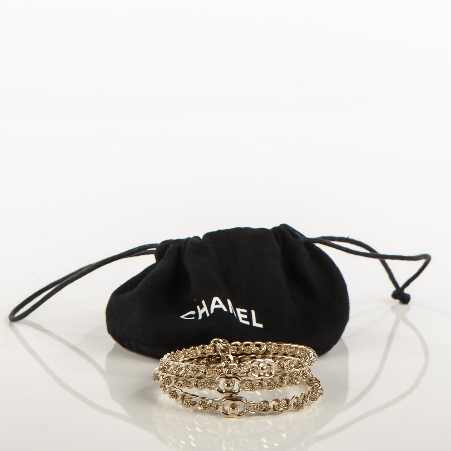Chain Bangle Set of 3 Light Gold Medium