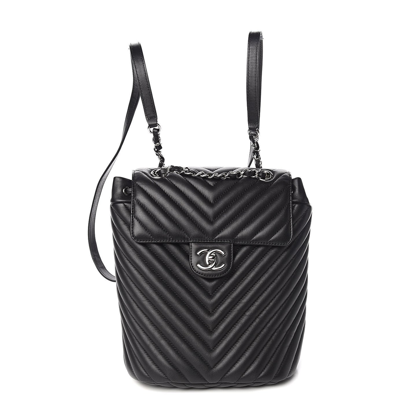 Calfskin Chevron Quilted Small Urban Spirit Backpack Black