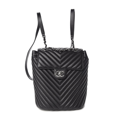 Chanel Calfskin Chevron Quilted Small Urban Spirit Backpack Black 1 of 11
