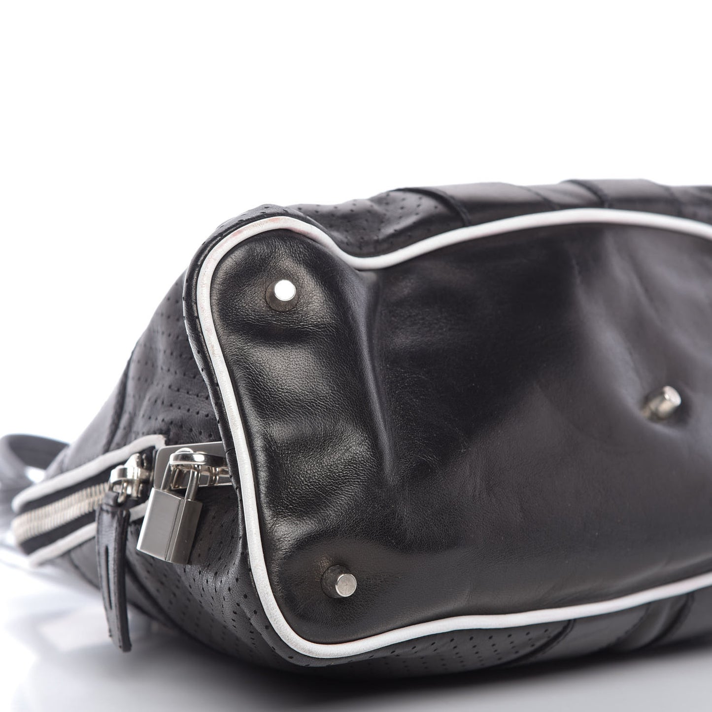 Vitello Drive Perforated Shoulder Bag Black