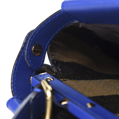 Fendi Vitello Morgan Fabric Jacquard Pequin Medium Peekaboo Iconic Satchel Blue Neon Tobacco 12 of 17
