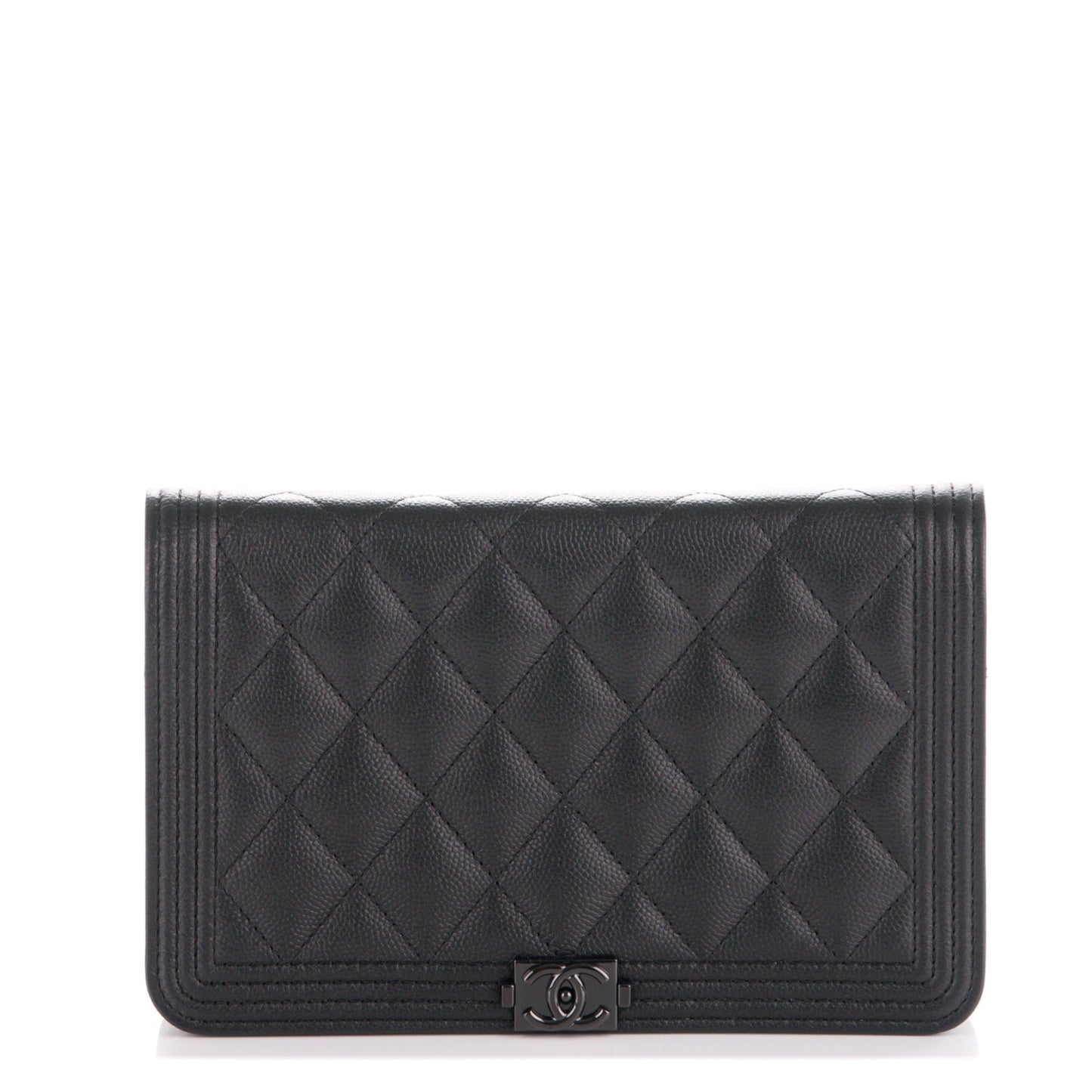 Caviar Quilted Boy Wallet On Chain WOC So Black