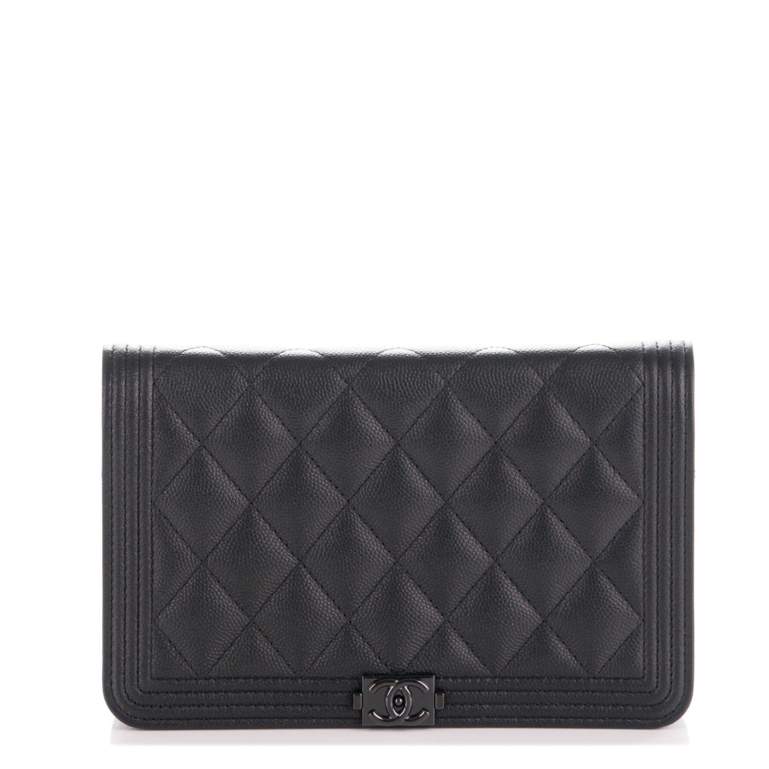 Chanel Caviar Quilted Boy Wallet On Chain WOC So Black 1 of 8