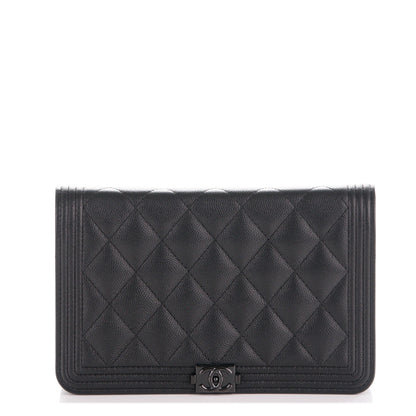 Chanel Caviar Quilted Boy Wallet On Chain WOC So Black 1 of 8