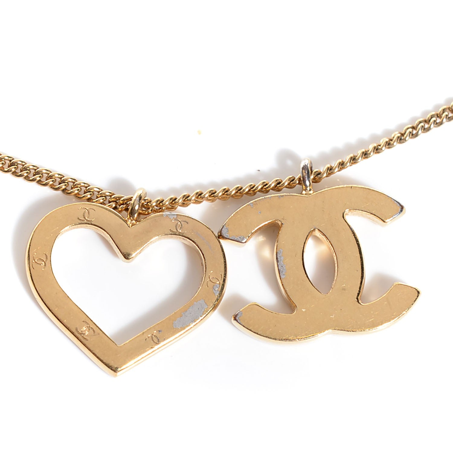 Chanel Heart CC Charm Necklace Gold 3 of 4