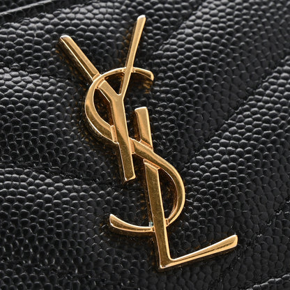 Saint Laurent Grain De Poudre Matelasse Chevron Monogram Credit Card Case Black 8 of 9