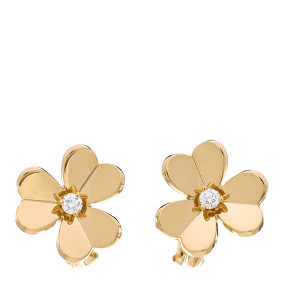 Van Cleef & Arpels 18K Yellow Gold Diamond Small Frivole Earrings 1 of 6