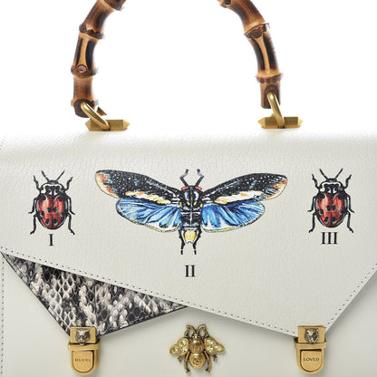 Gucci Calfskin Snakeskin Studded Small Ottilia Top Handle Bag White 14 of 14