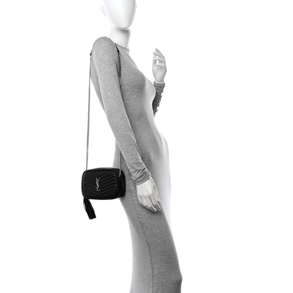 Saint Laurent Grain De Poudre Matelasse Monogram Mini Lou Camera Bag Black 2 of 11