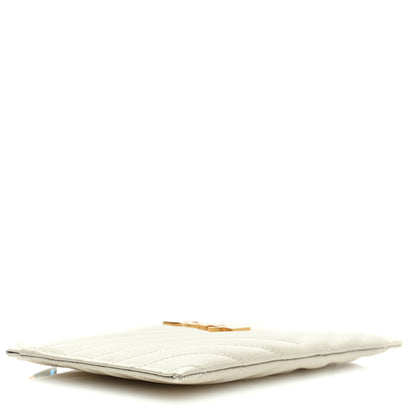 Saint Laurent Grain De Poudre Chevron Monogram Bill Pouch Crema Soft 4 of 6