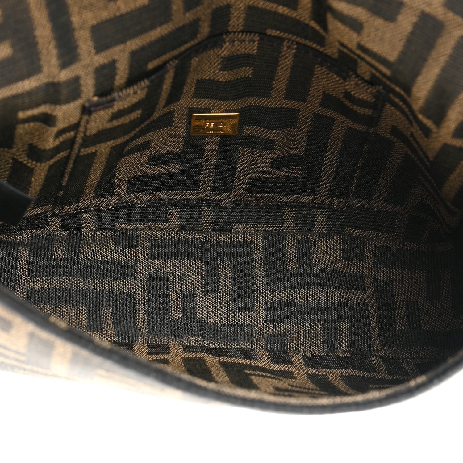 Fendi Fabric Jacquard FF 1974 Mini Baguette Tobacco Moro Black 5 of 9