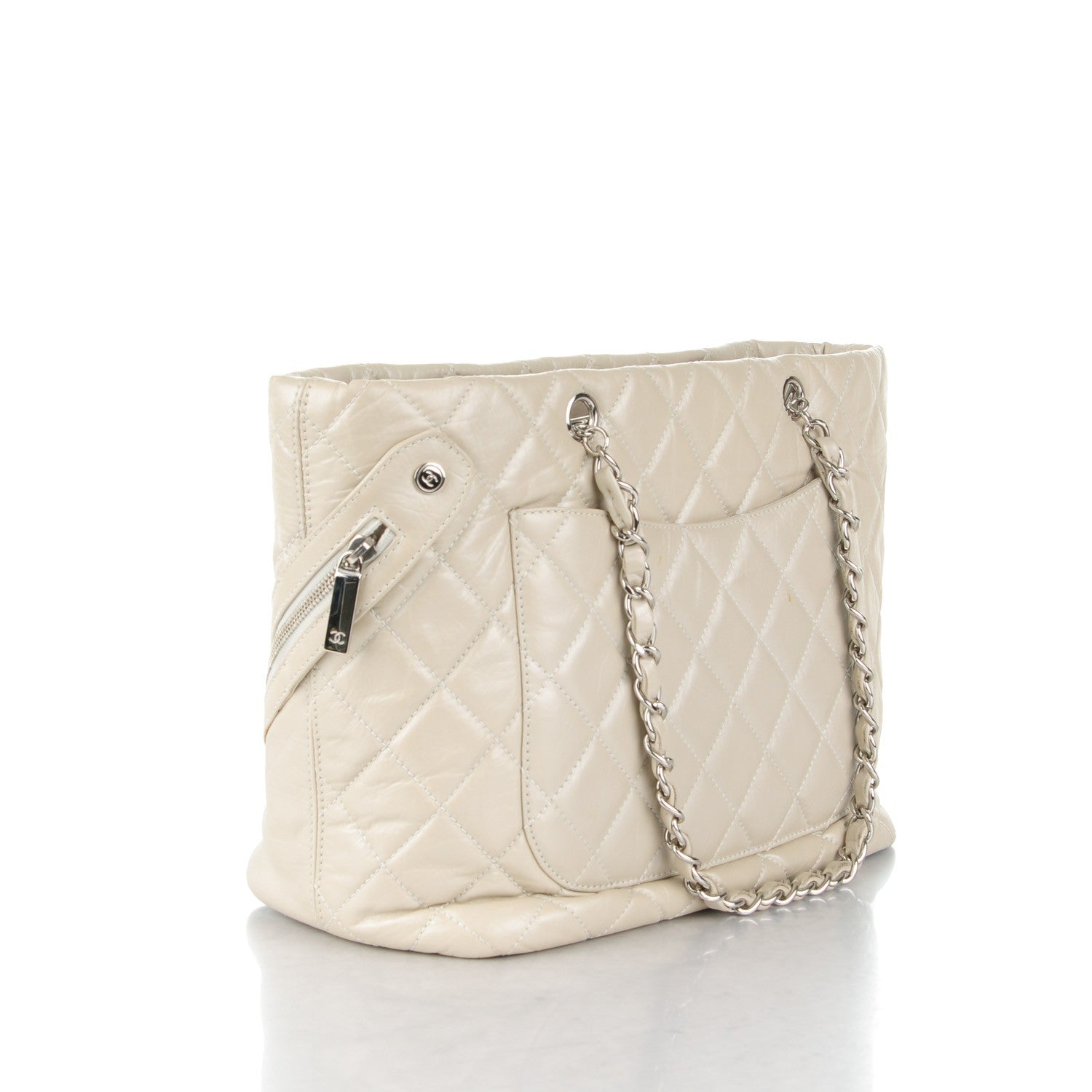 Chanel Aged Calfskin Quilted Large Cotton Club Tote Pearl 3 of 8