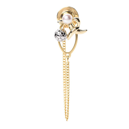 Mikimoto 18K Yellow Gold Platinum Akoya Pearl 4.5mm Soccer Ball Tie Tack 1 of 6