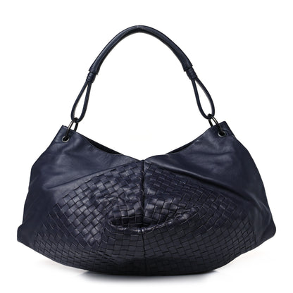 Bottega Veneta Nappa Intrecciato Aquilone Fortune Cookie Hobo Navy 1 of 8