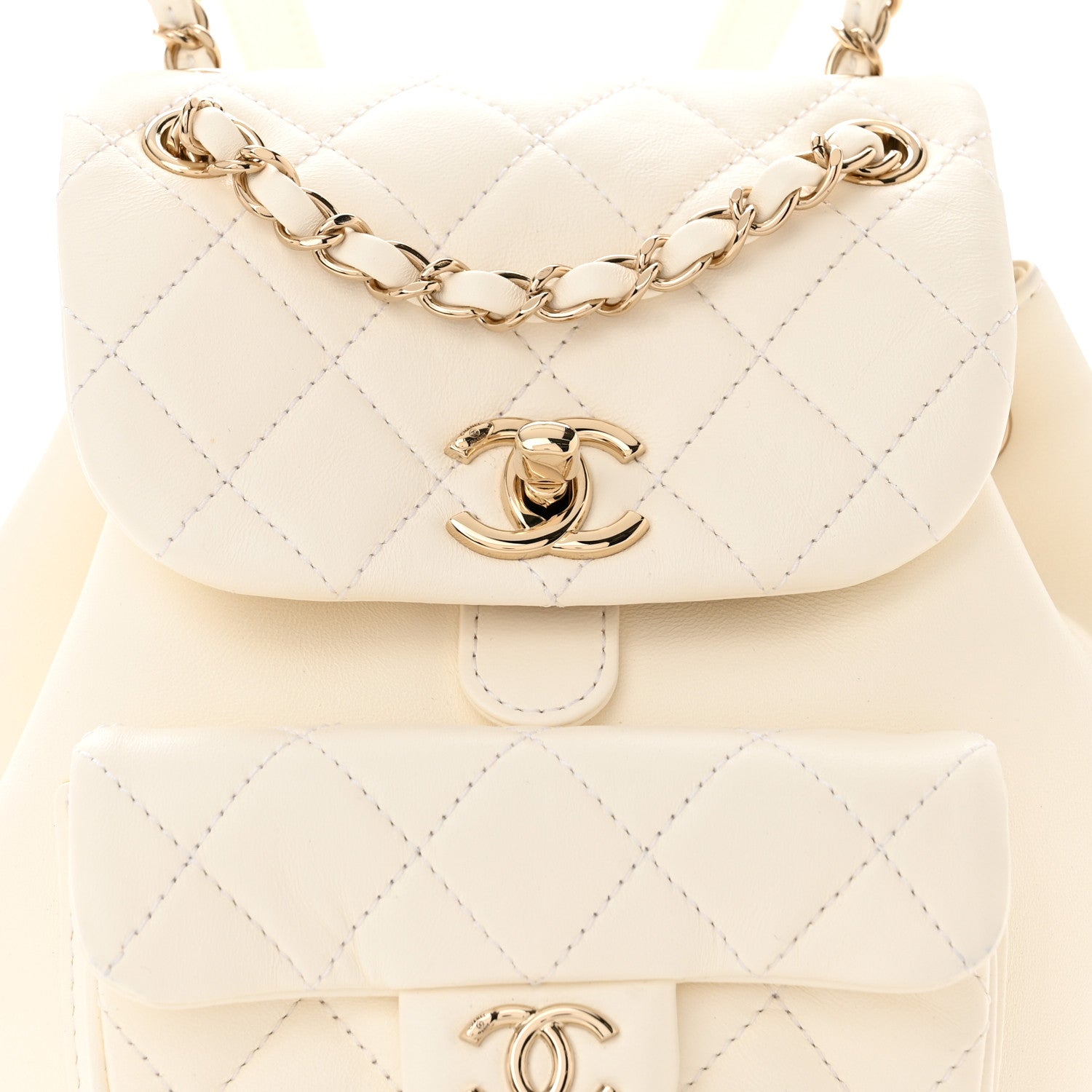 Chanel Lambskin Quilted Small Duma Drawstring Backpack White 8 of 10