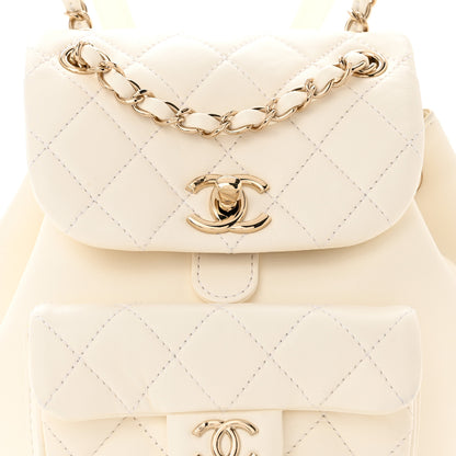 Chanel Lambskin Quilted Small Duma Drawstring Backpack White 8 of 10
