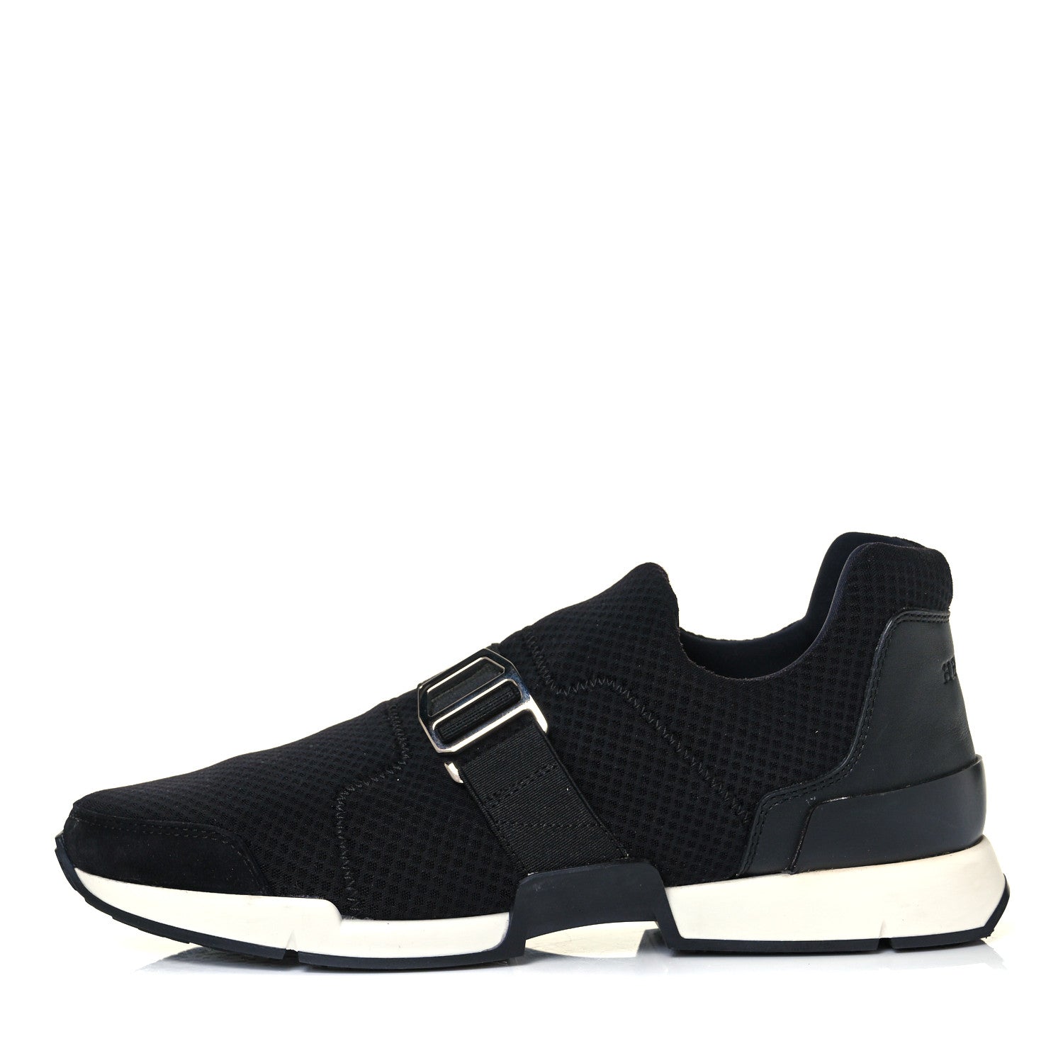 Hermes Technical Canvas Calfskin Run Sneakers 37.5 Black 1 of 9