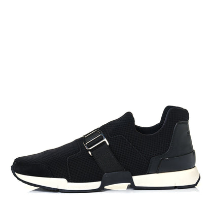 Hermes Technical Canvas Calfskin Run Sneakers 37.5 Black 1 of 9