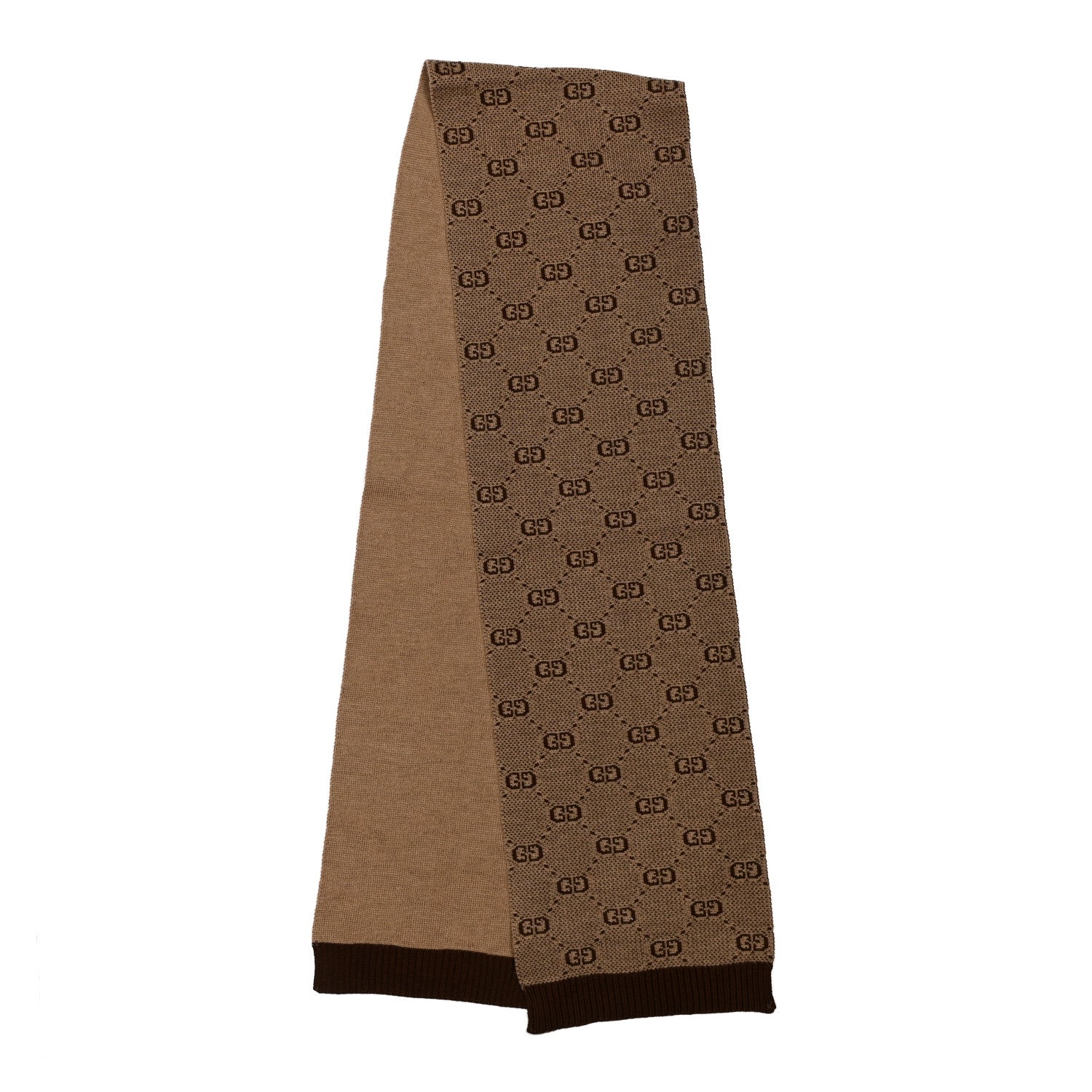 Gucci Wool Cotton GG Monogram Piquina GG Scarf Beige Brown 2 of 4