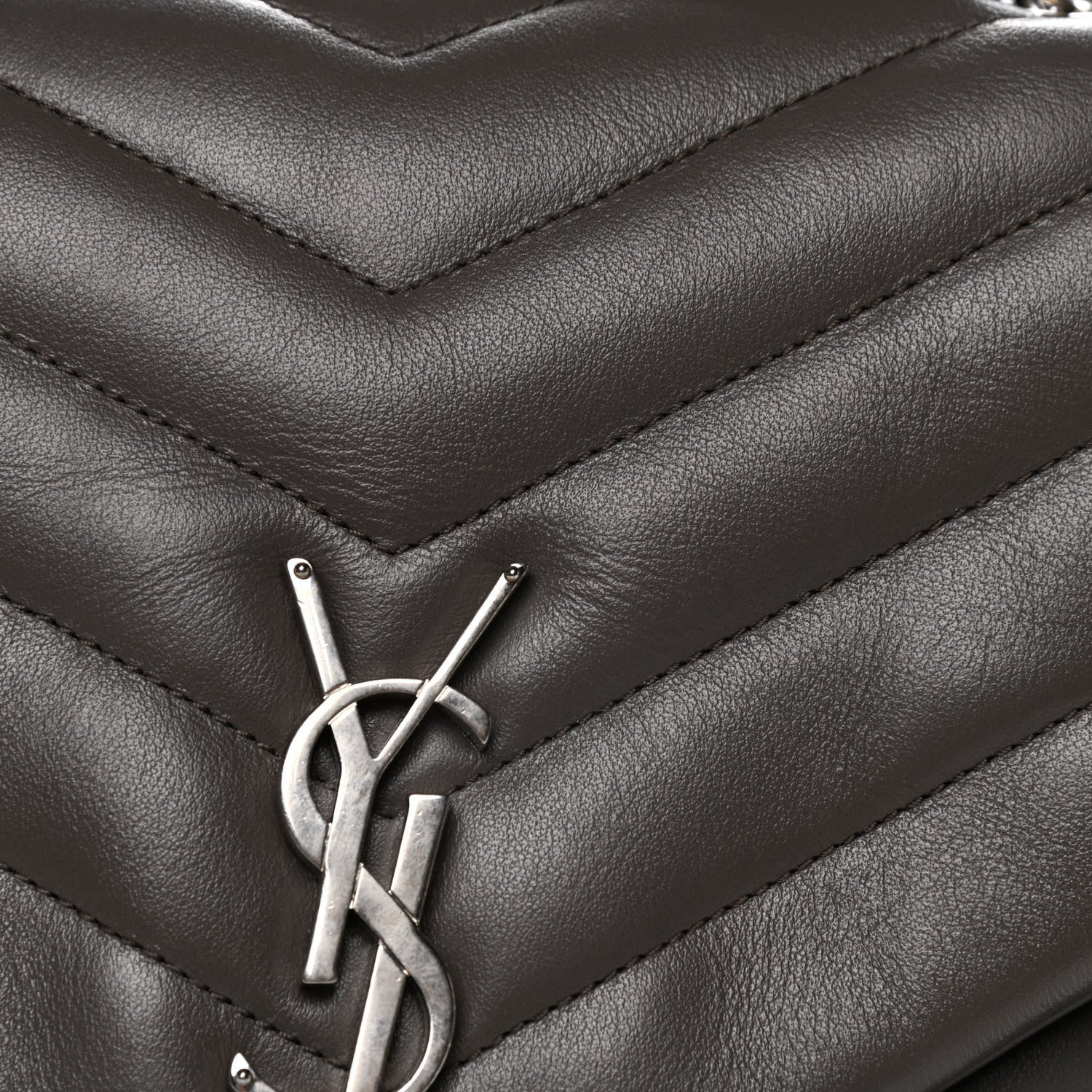 Saint Laurent Calfskin Y Quilted Monogram Medium Loulou Chain Satchel Earth 16 of 17