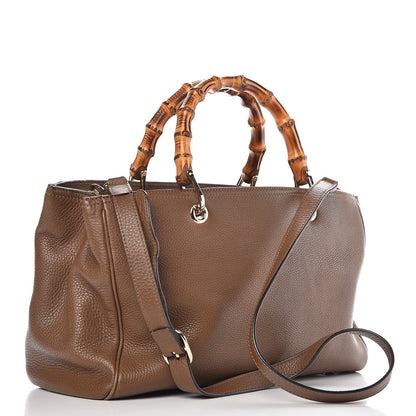 Gucci Pebbled Calfskin Medium Bamboo Shopper Tote Acero 4 of 15