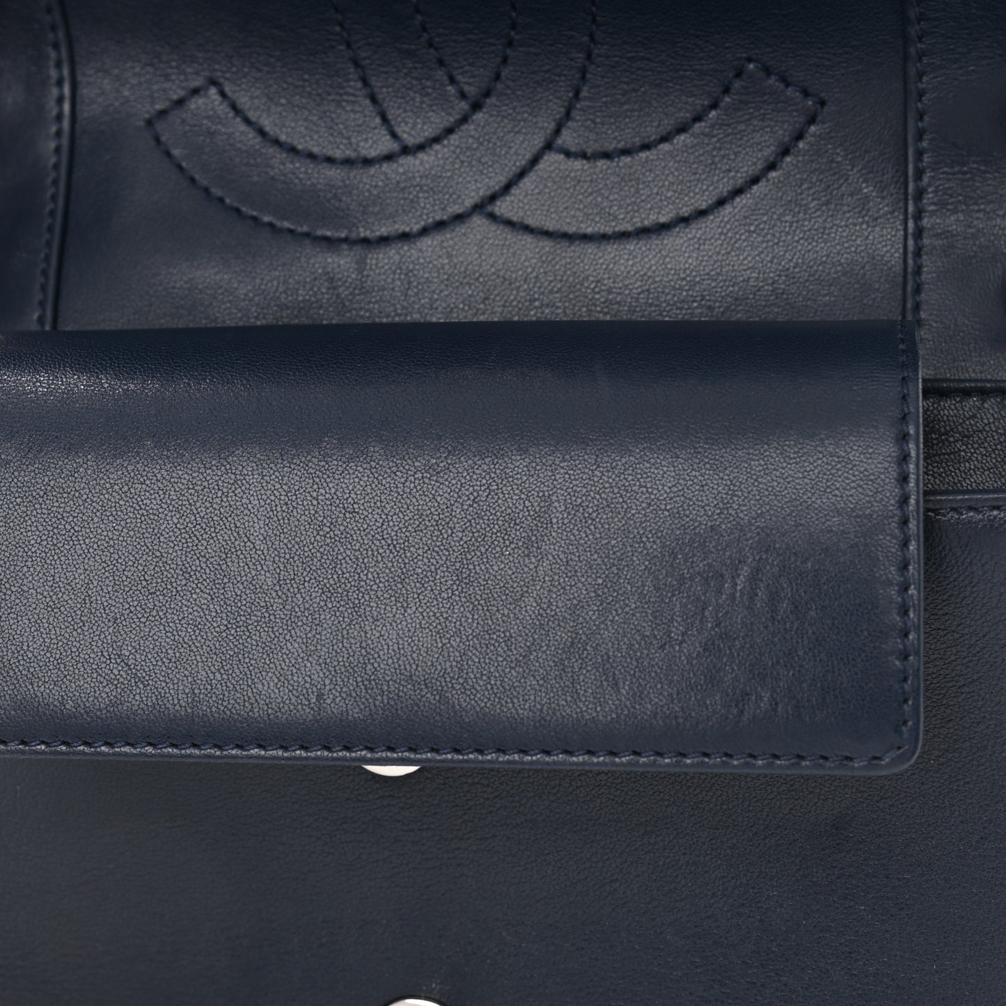 Sheepskin Quilted Medium Vintage Mademoiselle Flap Dark Navy