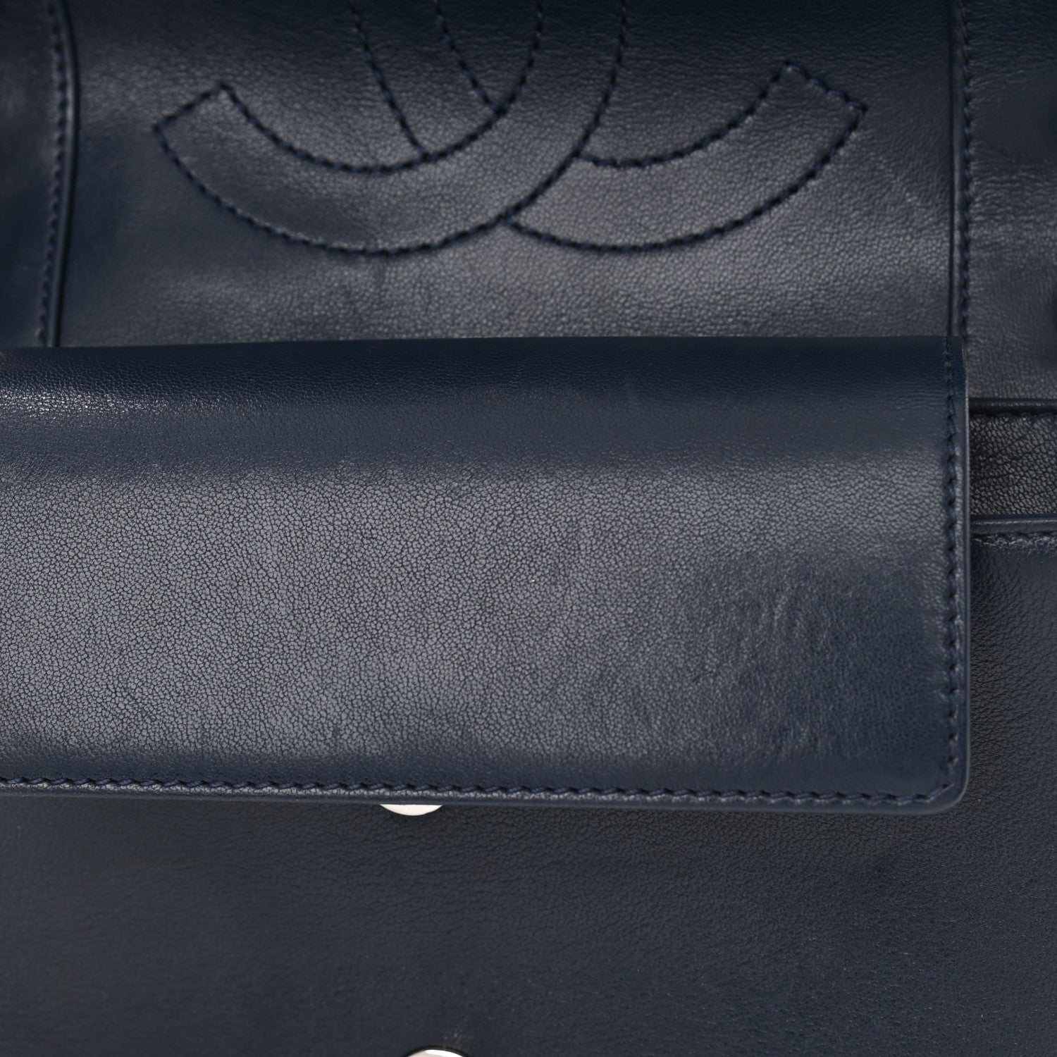 Chanel Sheepskin Quilted Medium Vintage Mademoiselle Flap Dark Navy 13 of 13