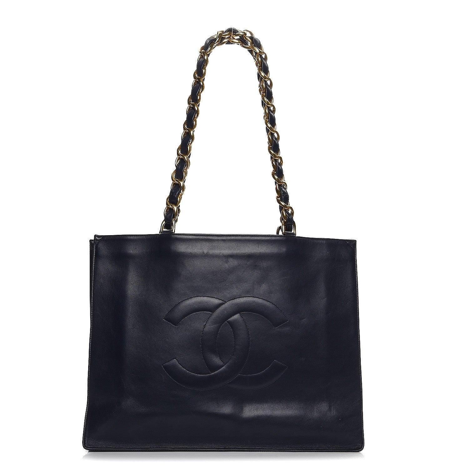 Chanel Lambskin CC Tote Navy 1 of 12