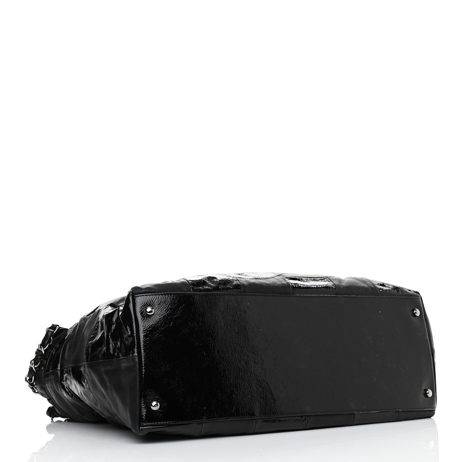 Chanel Lambskin Patent Calfskin Brooklyn Patchwork Hobo Black 4 of 10