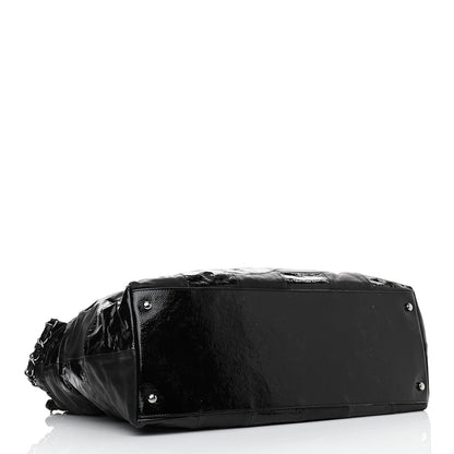 Chanel Lambskin Patent Calfskin Brooklyn Patchwork Hobo Black 4 of 10