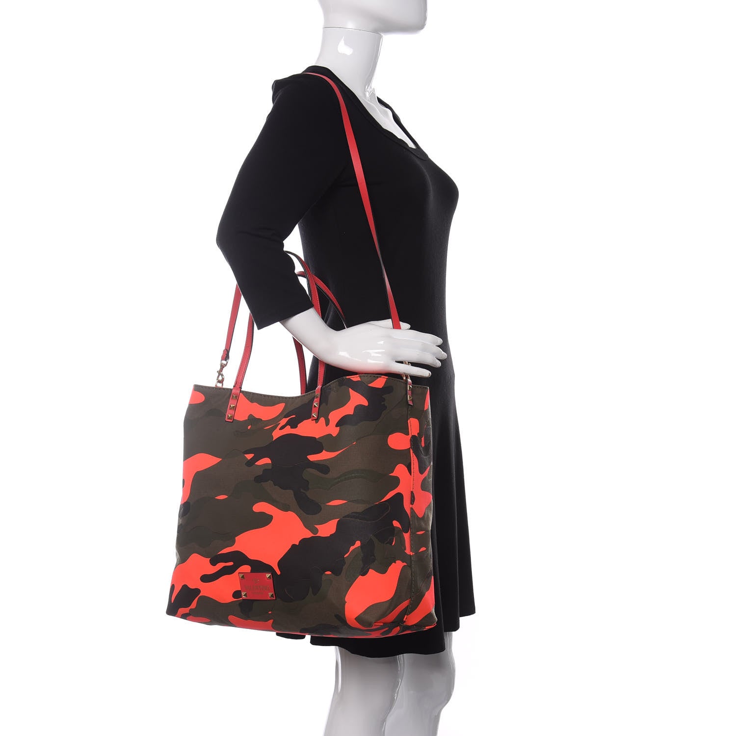 Valentino Garavani Canvas Camouflage Rockstud Reversible Tote Pink 2 of 14
