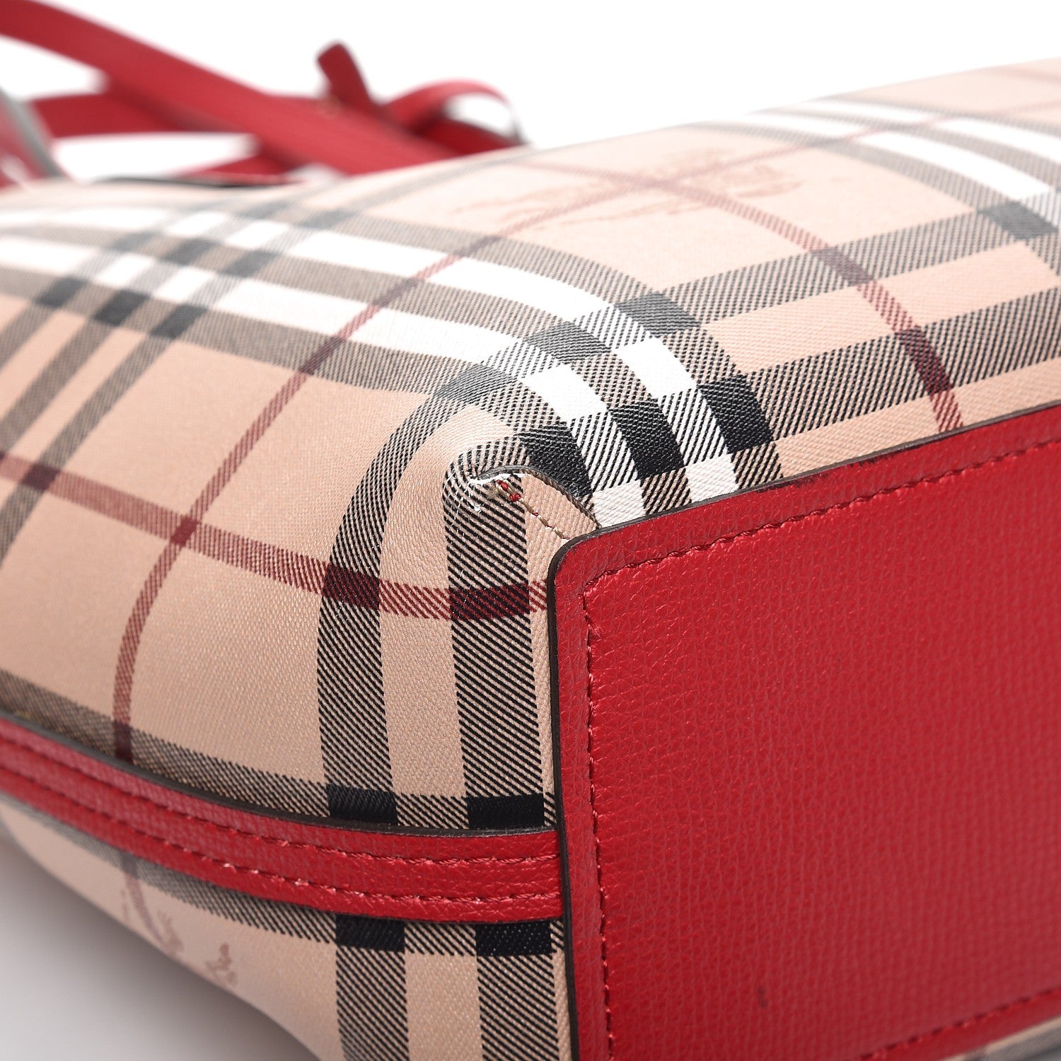 Burberry Haymarket Check Small Reversible Tote Poppy Red 12 of 13