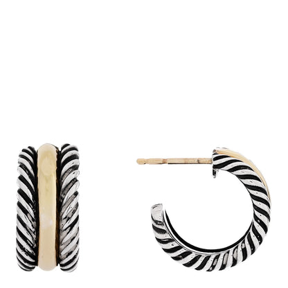 David Yurman DAVID YURMAN Sterling Silver 14K Yellow Gold 16mm Cable Classics Hoop Earrings 1 of 4