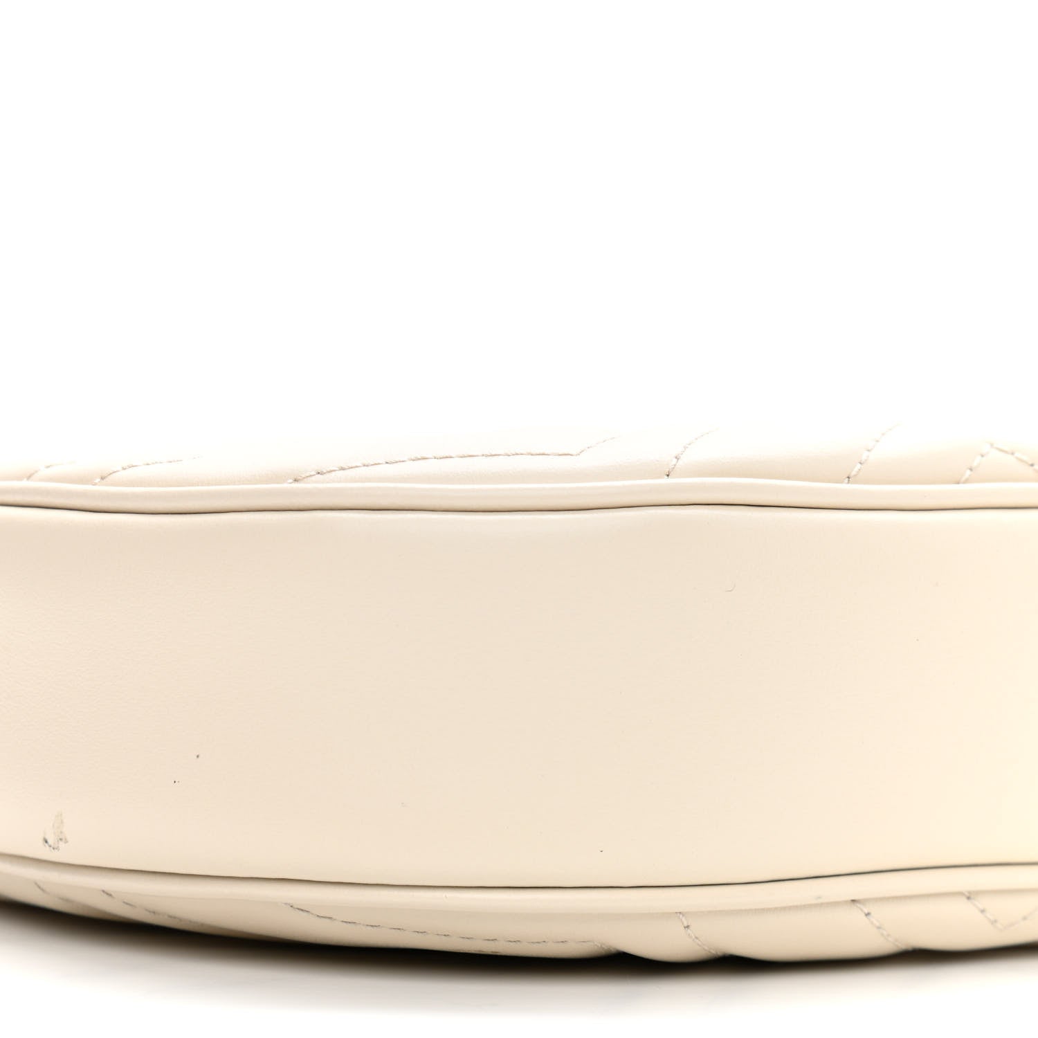 Gucci Calfskin Matelasse Chevron Mini GG Marmont Half Moon Hobo Mystic White 8 of 9