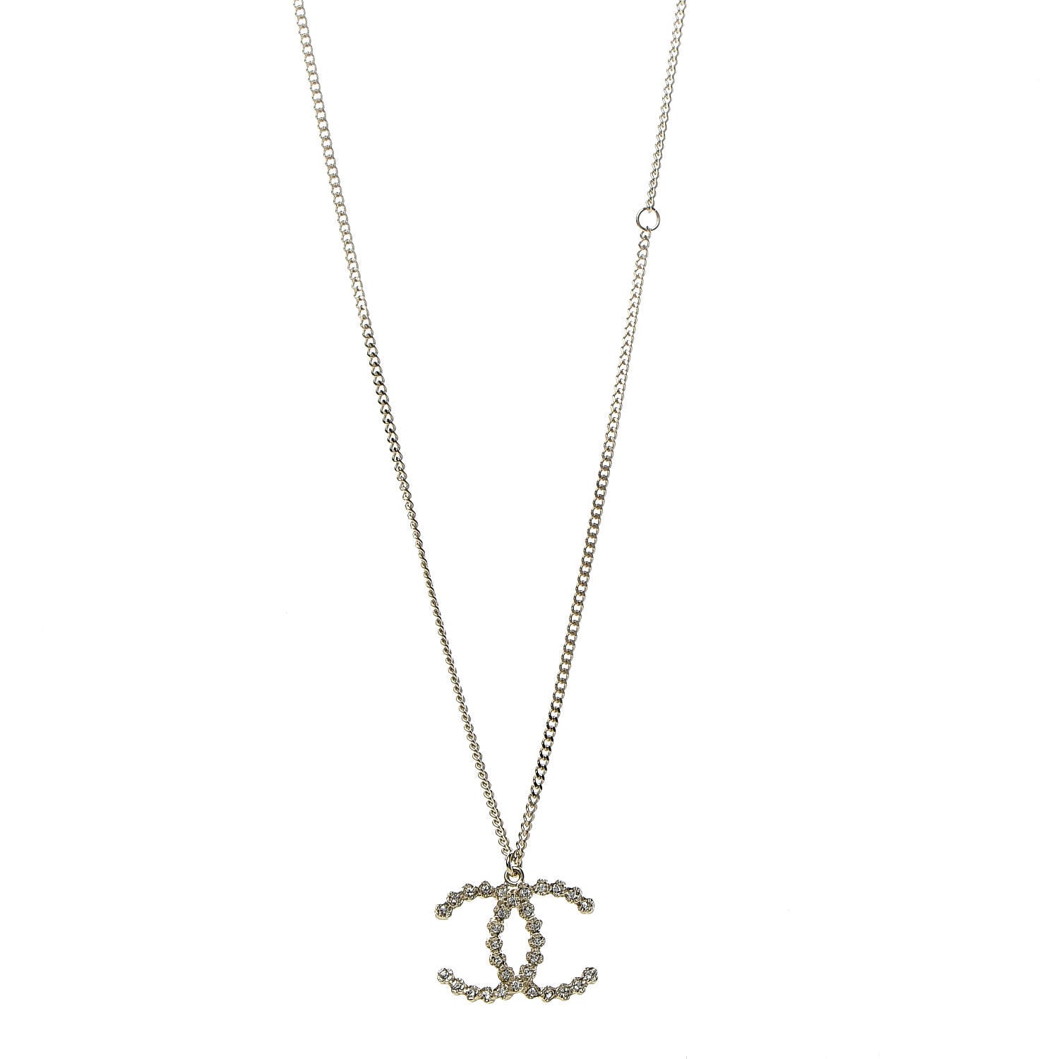 Chanel Crystal CC Pendant Necklace Gold 1 of 6