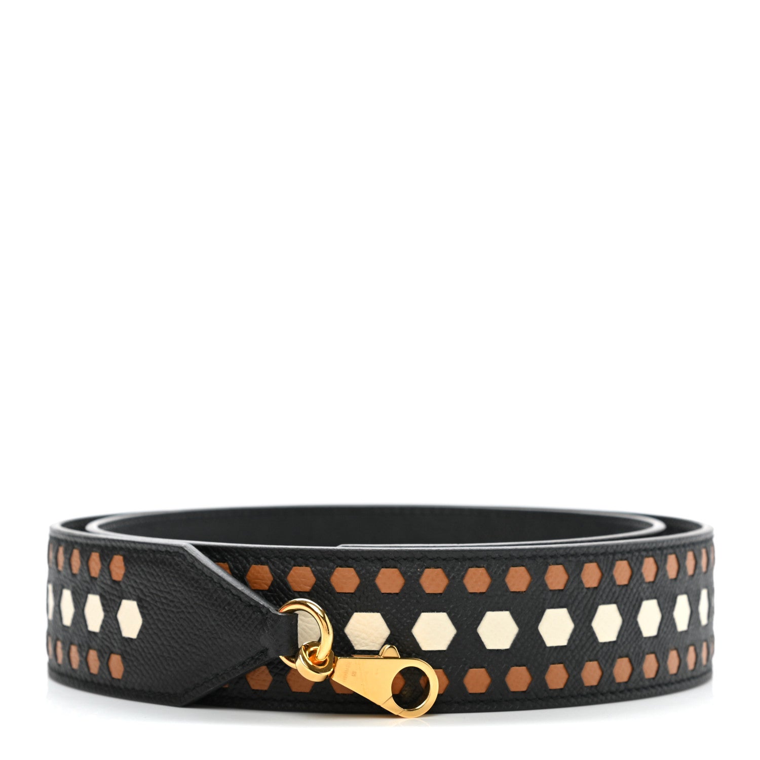 Hermes Epsom 40mm Hexagone Tressage Shoulder Strap Black Craie Gold 2 of 11