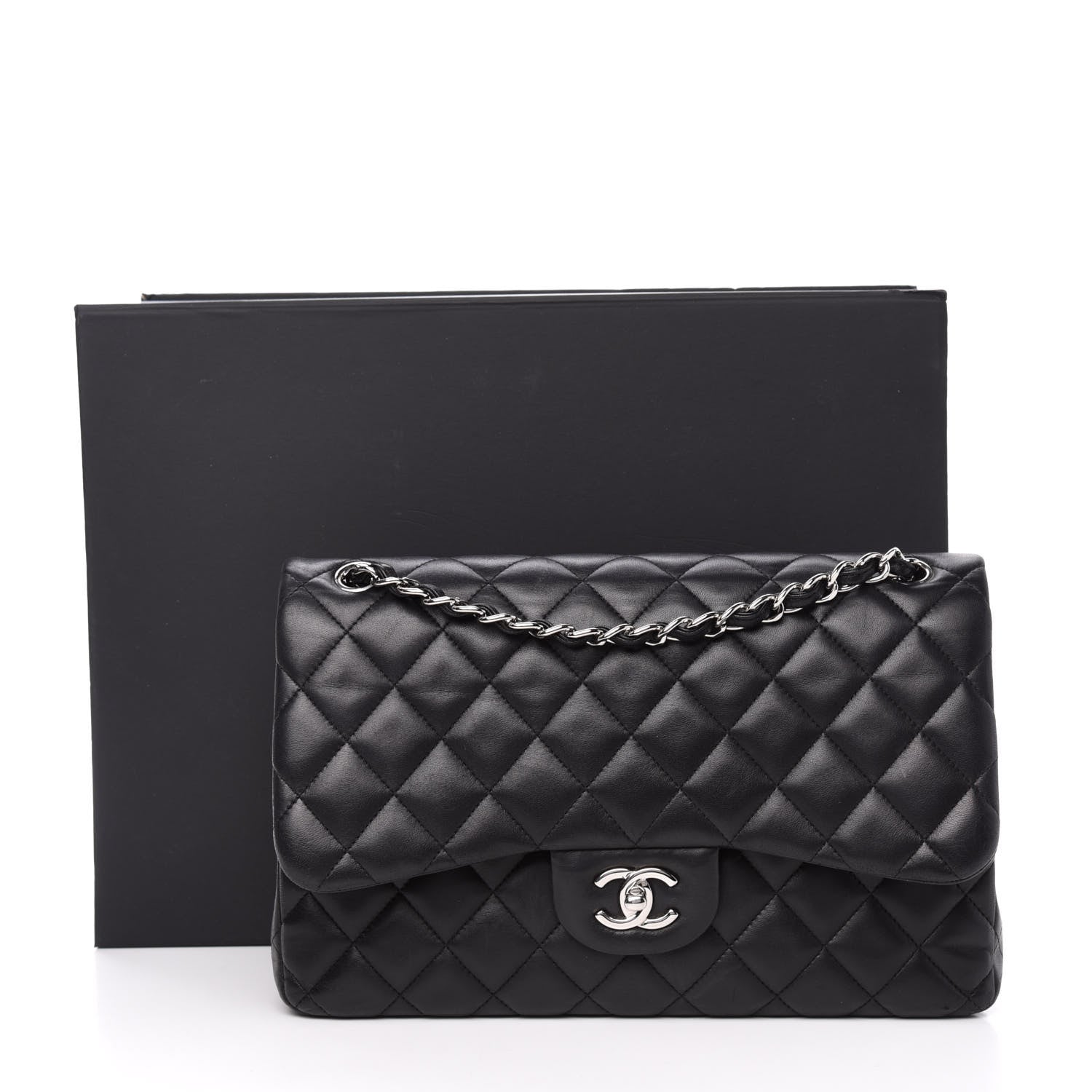 Chanel Lambskin Quilted Jumbo Double Flap Black 14 of 14