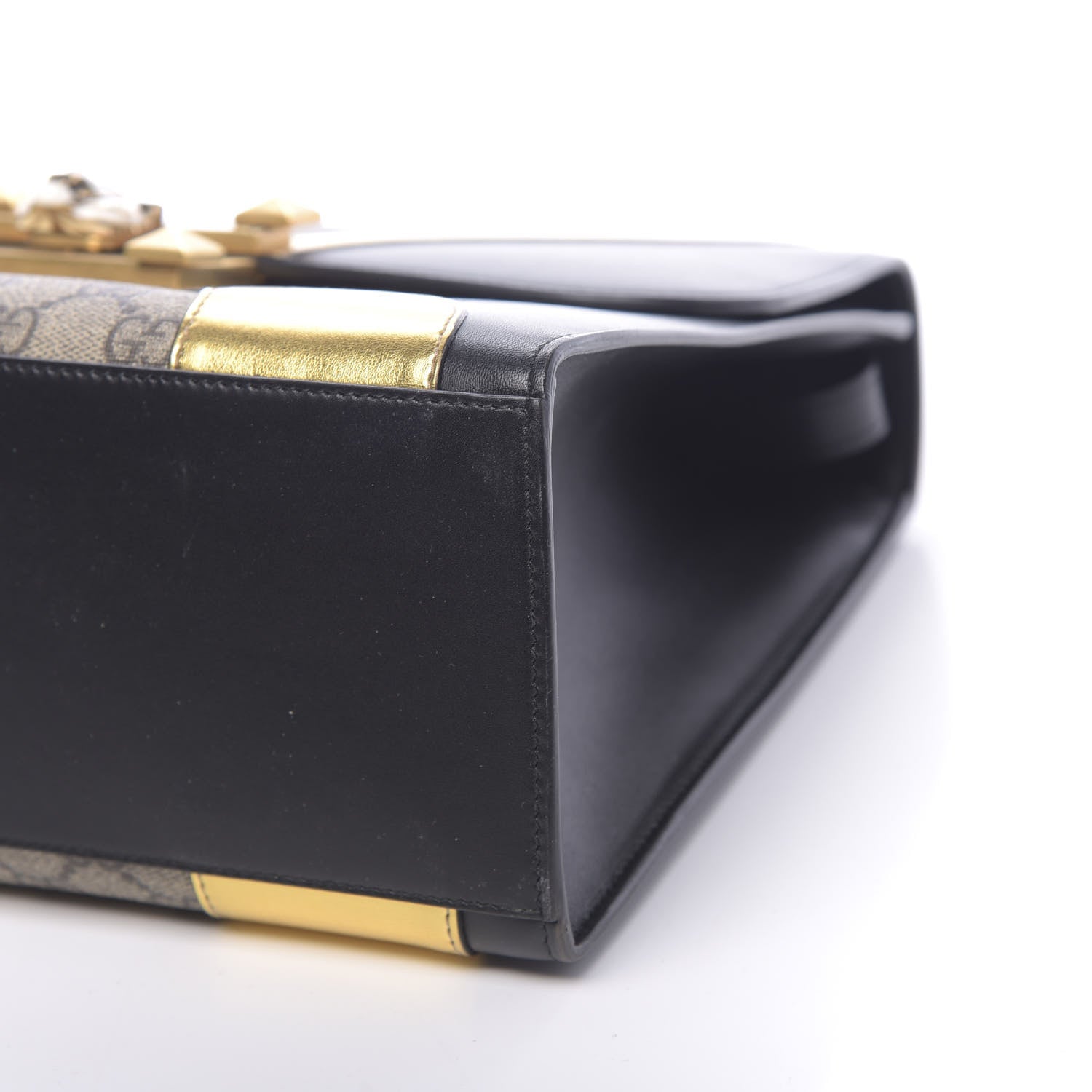 Gucci Nappa GG Supreme Monogram Medium Osiride Top Handle Bag Black Oro Vecchio Beige Ebony 9 of 10