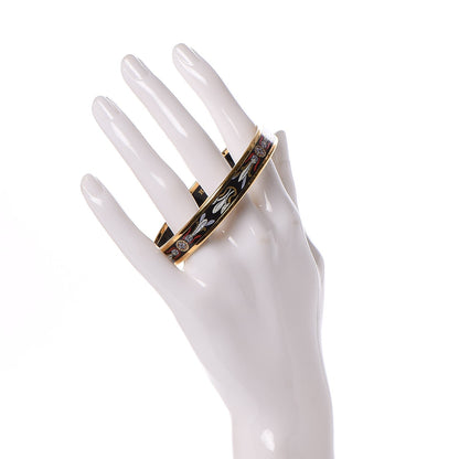 Hermes Enamel Printed Narrow Dreamcatchers Bracelet 70 Black 2 of 5