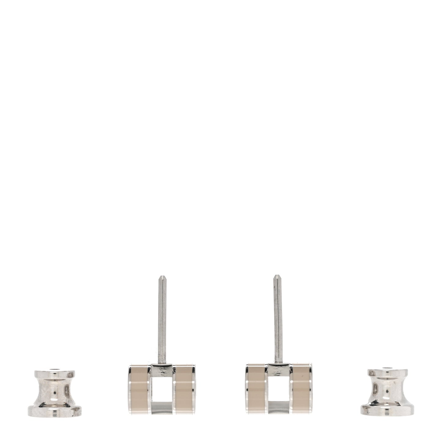 Palladium Lacquered Mini Pop H Earrings Marron Glace