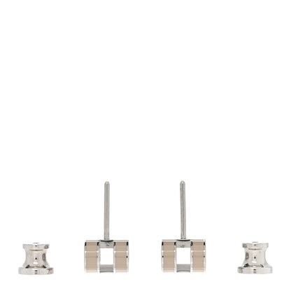 Hermes Palladium Lacquered Mini Pop H Earrings Marron Glace 3 of 5