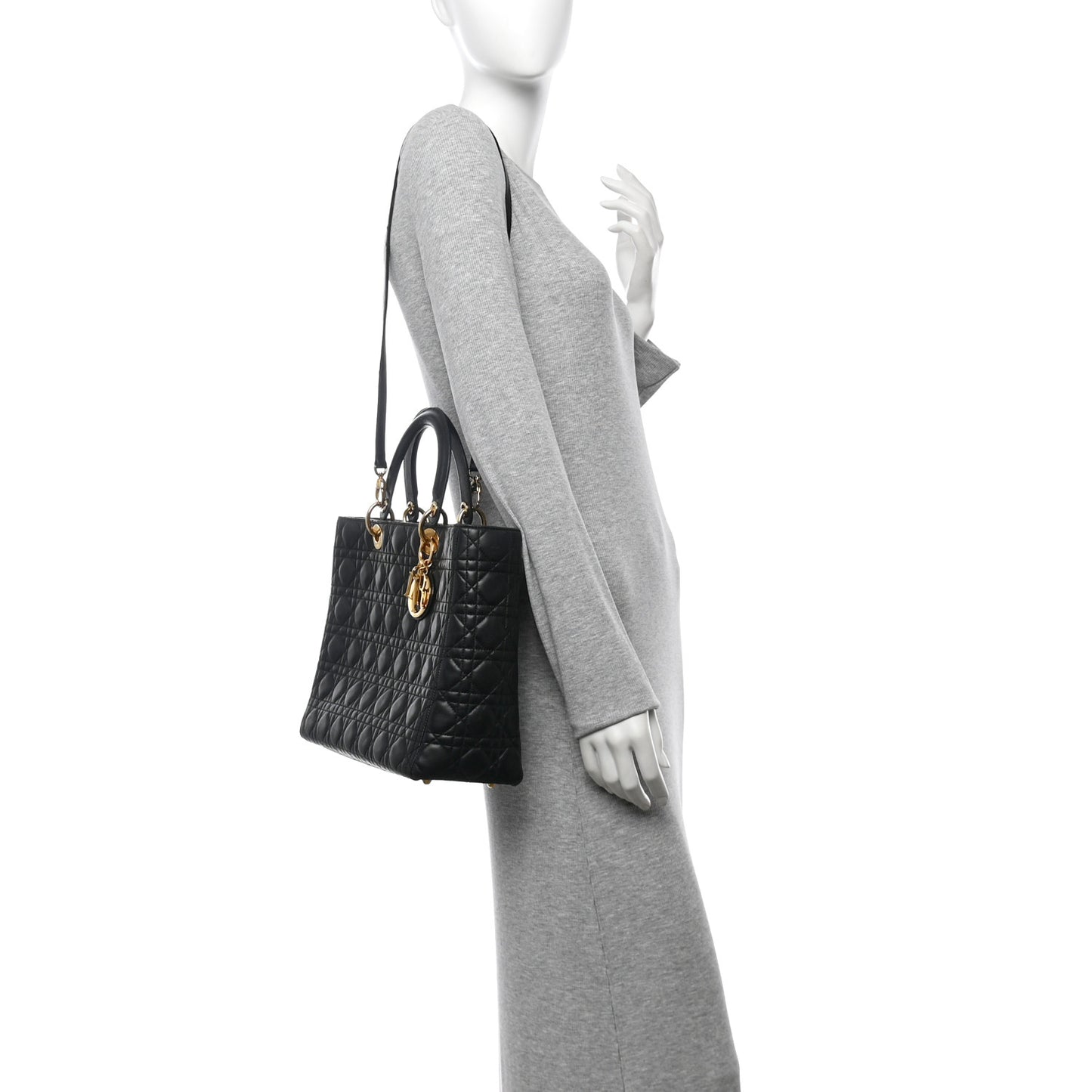 Lambskin Cannage Large Lady Dior Black