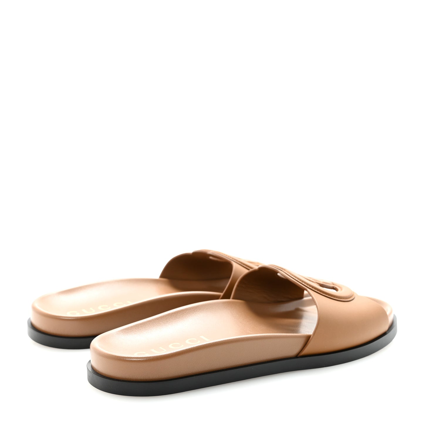 Cosmos Softy Calfskin Interlocking G Cut Out Slide Sandals 39.5 Cuir