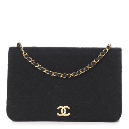 Chanel Jersey Quilted Wallet On Chain WOC Black 1 of 10